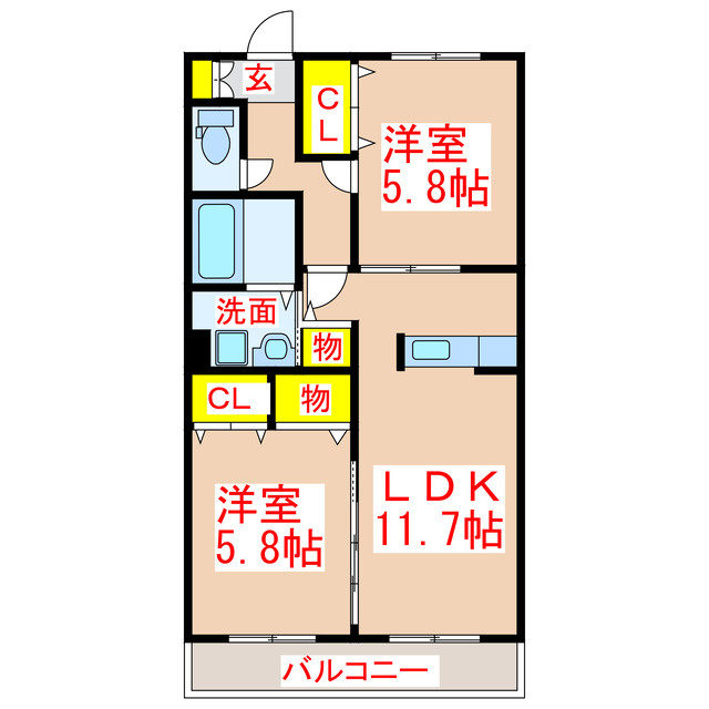 アーネスト横手前の間取り