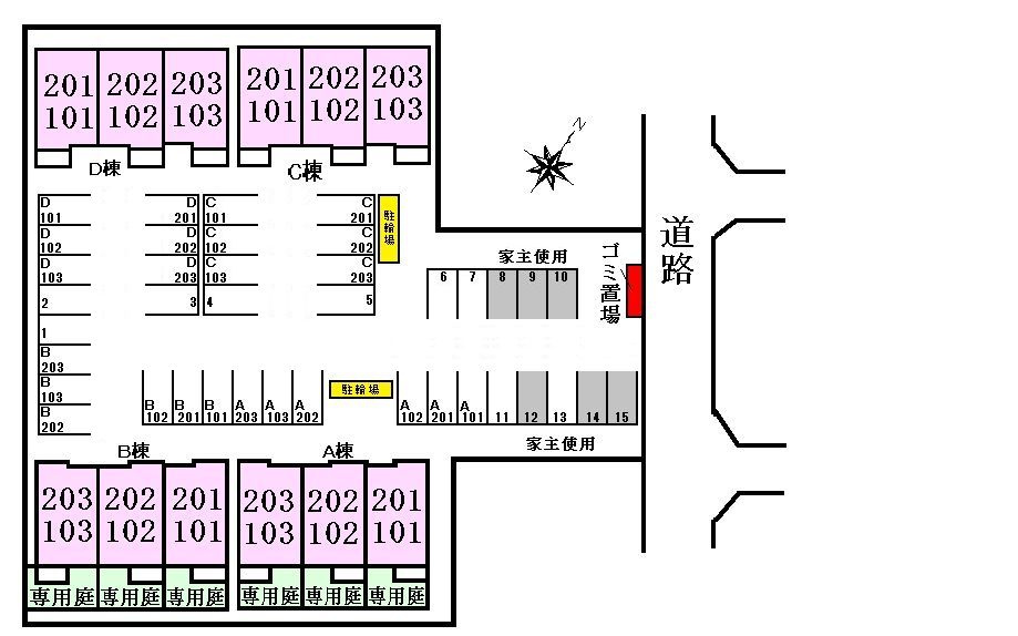 シャルマンＢの区画図