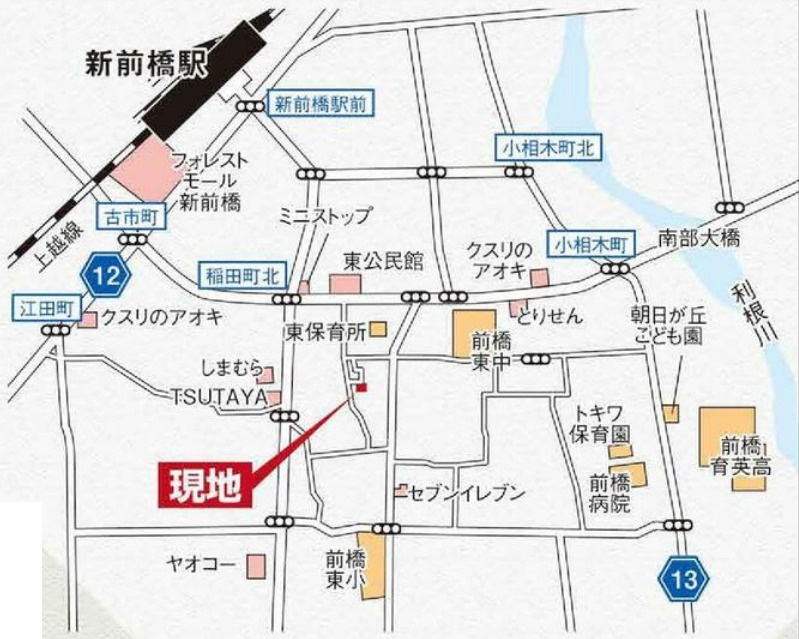 前橋市箱田町2期　２号棟(全３棟)　グラファーレ　新築建売分譲の地図