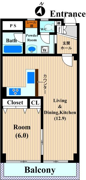 川崎市中原区下小田中６丁目の賃貸マンションの間取り