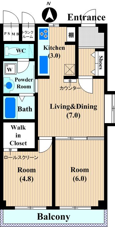 川崎市中原区下小田中１丁目の賃貸マンションの間取り