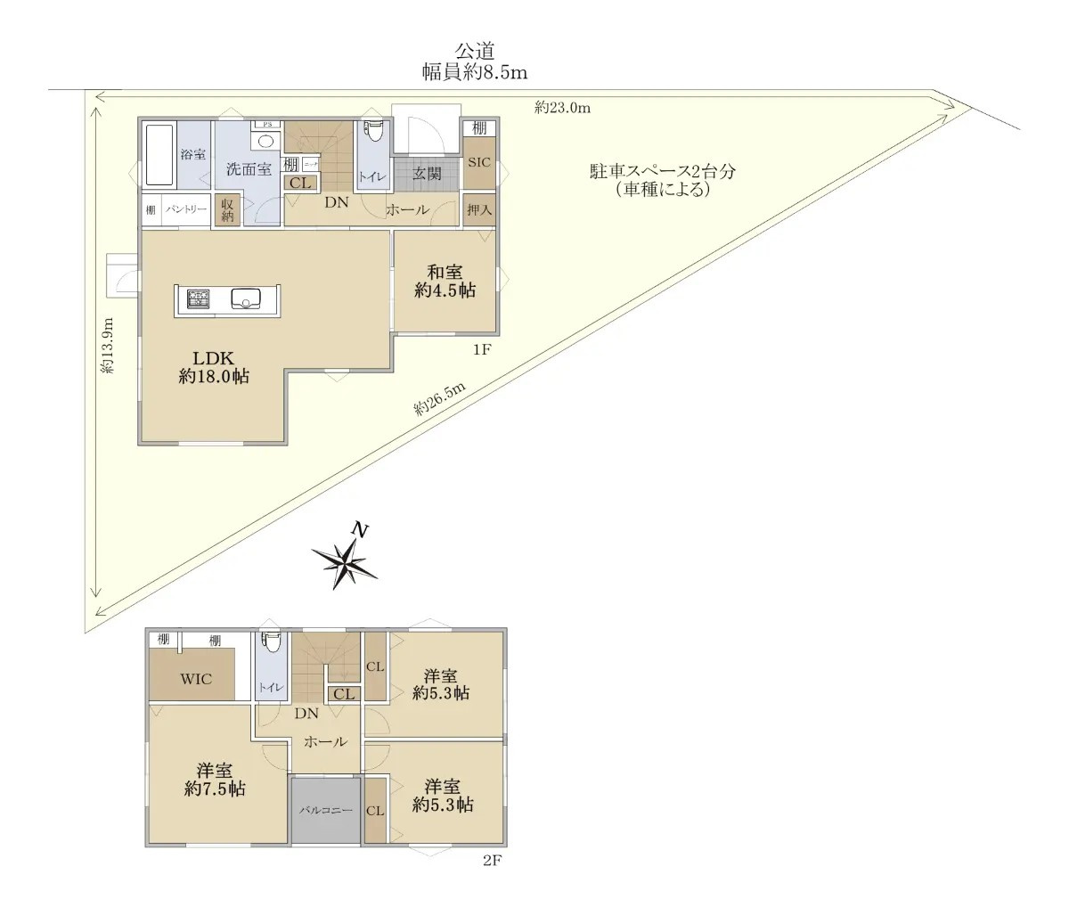 野洲市栄　中古戸建の間取り