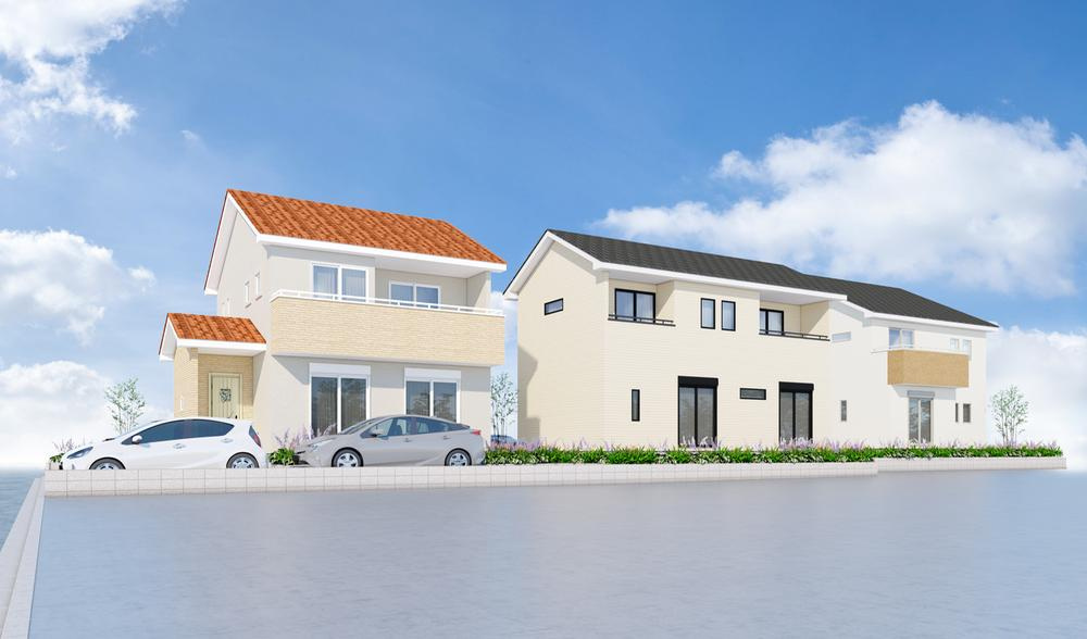 小山市粟宮　新築戸建2の外観パース