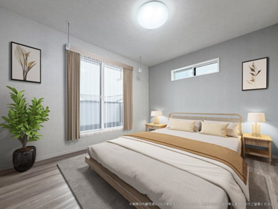 【寝室】 | 【主寝室　CG家具設置イメージ】
※画像内に含まれる家具家電はCGで作成したイメージです。実際の物件には付帯しません。