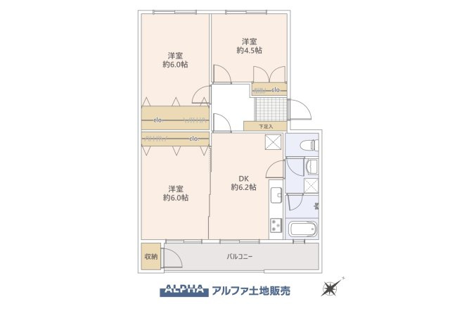 立川羽衣町住宅2号棟の間取り|南東向きで明るい3DKの間取り。ダイニングと隣接する洋室の可動間仕切りを開放すればひろびろLDKとしても利用可能です。南東向きバルコニーで開放感ある快適な暮らしを叶えます。