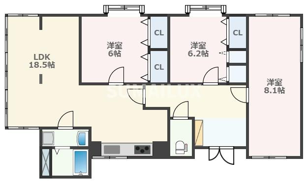 黒髪６丁目戸建の間取り