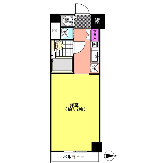 【間取り】 | コスモフォーラム三鷹（空室） | 3点ユニットバスのタイプ。電気温水器・オール電化の分譲マンション　現在空室。床は絨毯です。