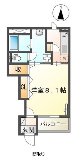 熊本市中央区黒髪１丁目のアパートの間取り