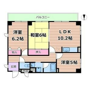西宮市若山町の賃貸マンションの間取り
