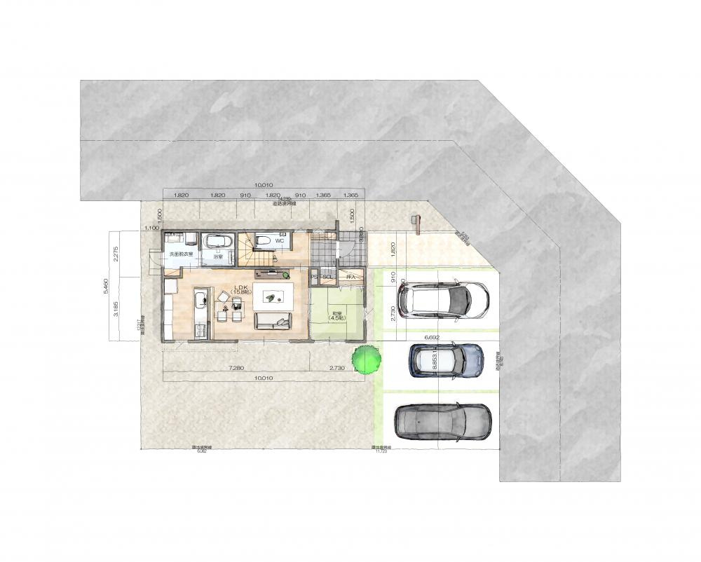 ガーデンアレイ丸亀市津森⑤の区画図