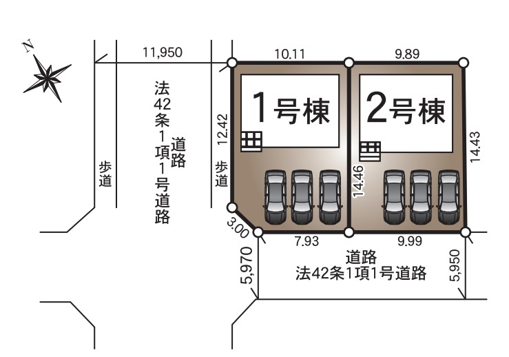 高知市若松町 -2号棟- 新築戸建ての区画図|2号棟