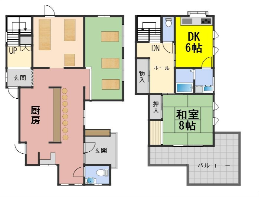 ６４７２４　岐阜市粟野西店舗住宅の間取り