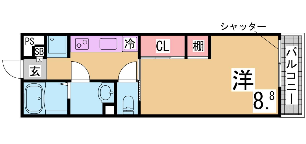 神戸市兵庫区矢部町の賃貸マンションの間取り