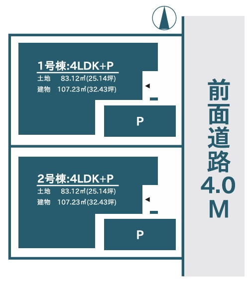 新築／ふじみ野市南台2丁目　全2棟の区画図