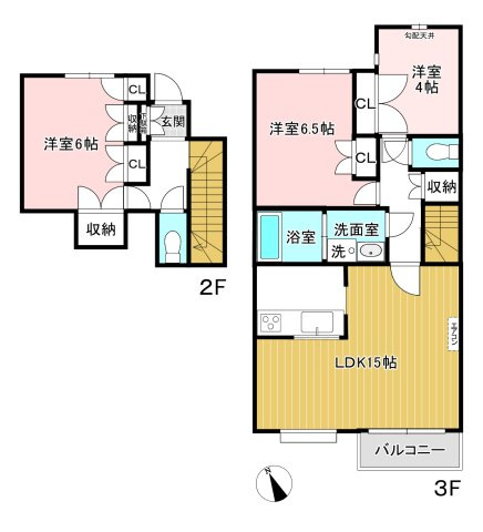 【間取り】 | 平成ハイツ | 3LDKのお部屋です！メゾネットタイプのお部屋に暮らしたいカップルさん・ファミリーさんにおすすめ！なんと言っても最上階・二面採光なのが嬉しい♪