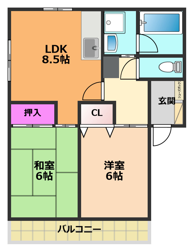 郡家シャトルマンションの間取り