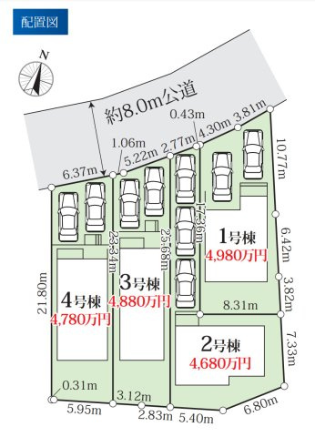 横浜市保土ヶ谷区上菅田町 新築戸建て【仲介手数料無料】カースペース2台の区画図