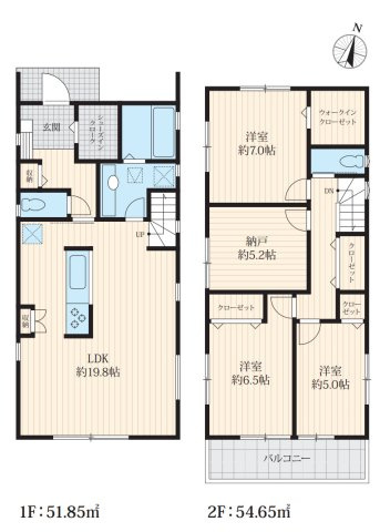 横浜市保土ヶ谷区上菅田町 新築戸建て【仲介手数料無料】カースペース2台の間取り