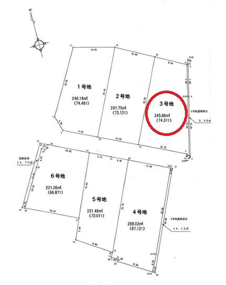 加古川市平荘町里　　売土地の区画図