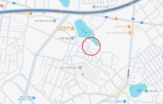 加古川市野口町水足　　売土地の地図