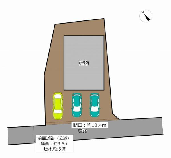 宮崎市東大宮　中古戸建の区画図|【区画図】
駐車スペース並列3台可能！（車種によります）