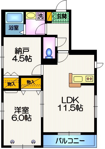 フラット 市ヶ谷仲之町の間取り|★最上階★3面窓★カウンターキッチン