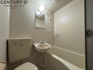 シンプルなユニットタイプの浴室です