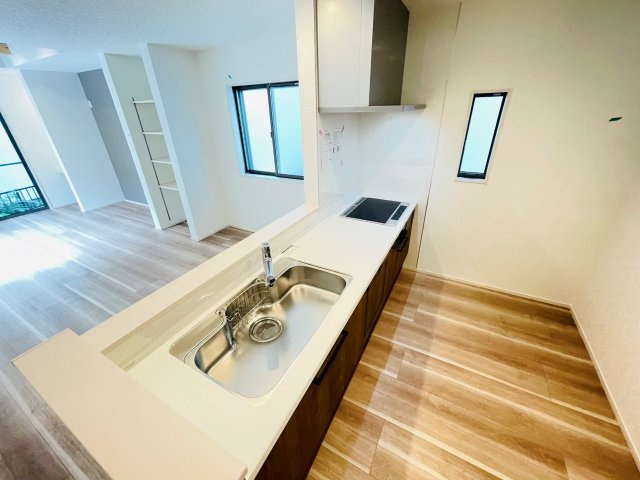 豊田市秋葉町第1　新築分譲住宅　全2棟　2号棟のキッチン|浄水器一体型水栓です。