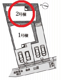 豊田市秋葉町第1　新築分譲住宅　全2棟　2号棟の区画図