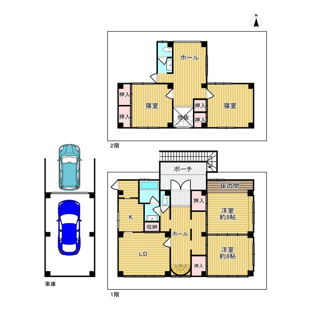 向日市物集女町北ノ口の間取り|4LDK＋車庫あり！
各居室約8帖以上の広々とした間取りです（^^）