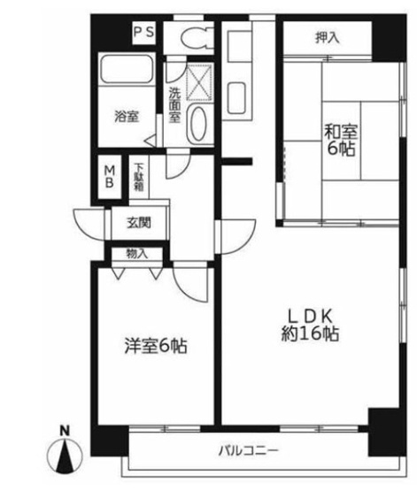 【間取り】 | ライオンズマンション姫路平野町　2階 | ２LDKです。