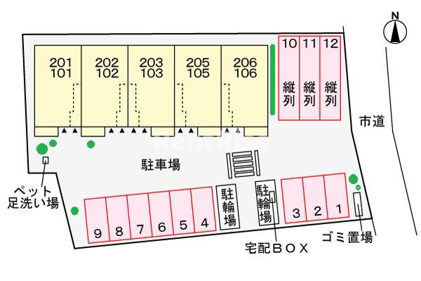 一宮市東五城字寺廓のアパートの駐車場|駐車場