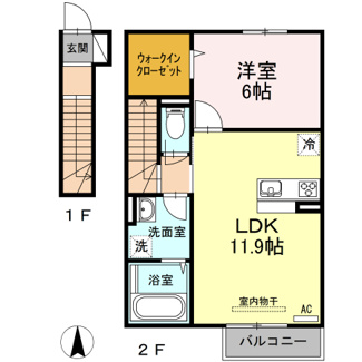 【間取り】 | アゼリア上鷺Ｂ