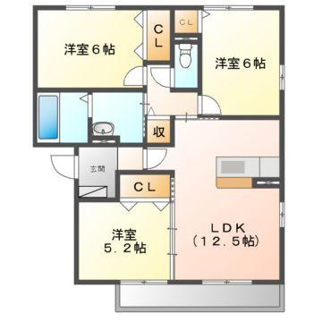 フェリス高柳　Ａの間取り