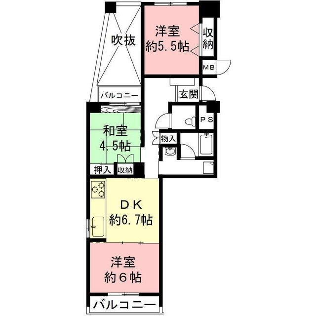岐阜市下太田町の賃貸マンションの間取り
