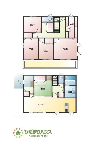 【間取り】 | 笠間市旭町　中古戸建 | ウォークインクローゼットや納戸など収納場所多数の間取りです☆