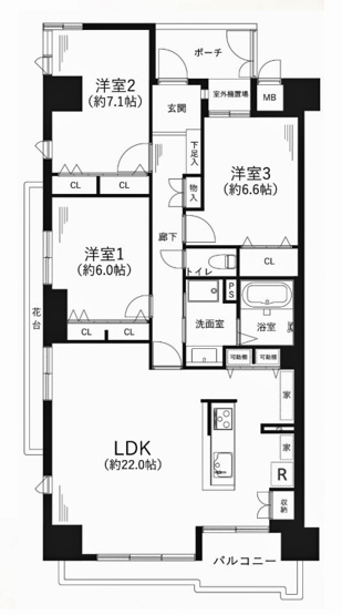 【間取り】 | グランデュール鴨川Ⅱ番館 | 専有面積91.80㎡
