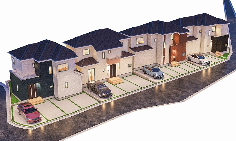 ハートフルタウン金武町金武Ⅲ　C号棟の外観パース|外観パース