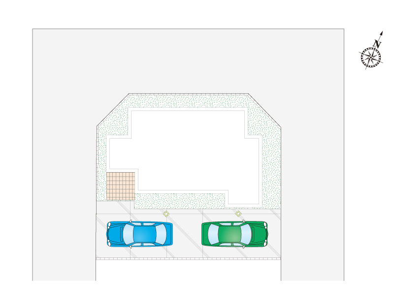【6号棟　配置図】カースペースは２台分確保しました（車種による）。
