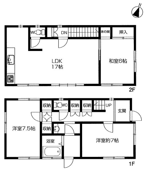 川越市砂新田1丁目　中古戸建の間取り