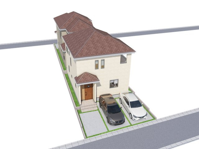 ハートフルタウンうるま市石川Ⅲ　2号棟の外観パース|外観パース