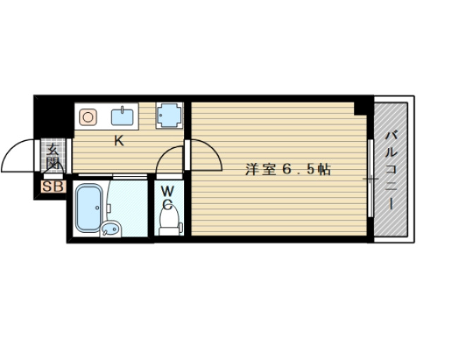 1Kの間取り図です