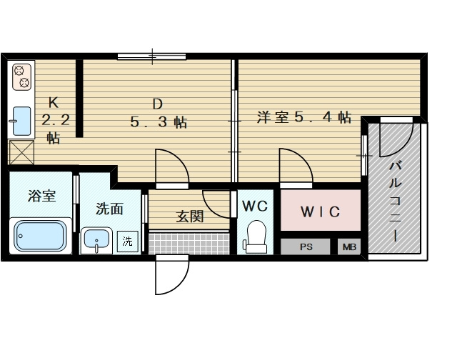 【間取り】 | フジパレス淡路 | 1DKのお部屋です