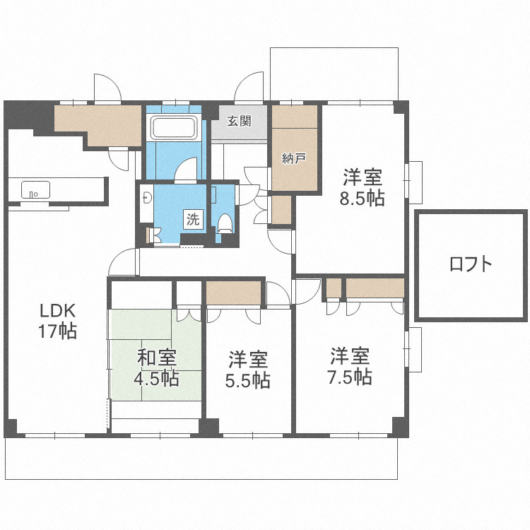 大阪市阿倍野区松崎町３丁目の賃貸マンションの間取り