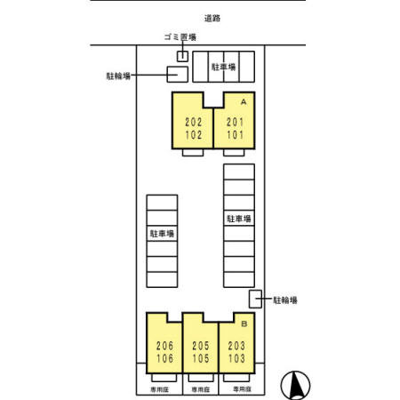 ボヌール B棟の区画図