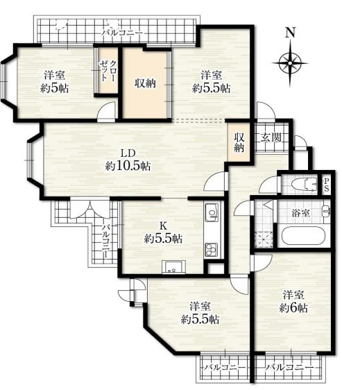 サンヴェール高槻天神町の間取り