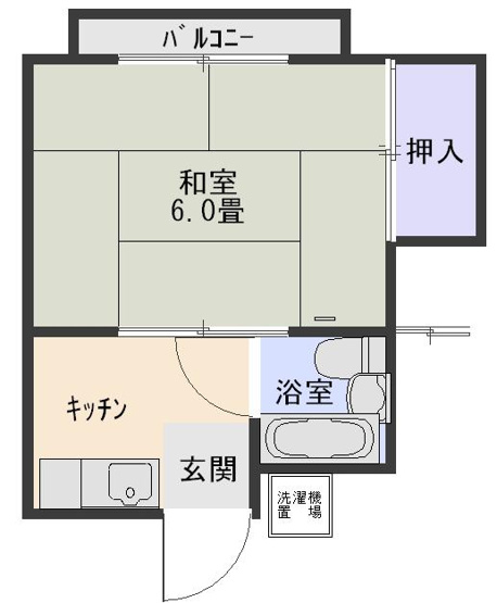 【間取り】 | ワコンハウス | 和室6帖となっております。キッチン湯沸かし器。ガスコンロ2口設置可。押入は天袋付き。2月19日から内覧可　2月末までに入居可予定