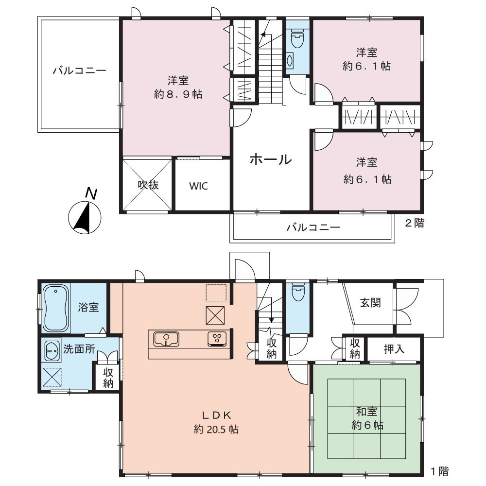 あきる野市舘谷　中古戸建の間取り|土地１８８㎡、建物１３２㎡の広々したお家です！