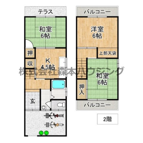 【間取り】 | 　寝屋川市河北中町連棟住宅