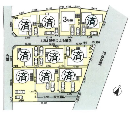 ウイングスカイ南大塚未入居戸建　全10棟の区画図